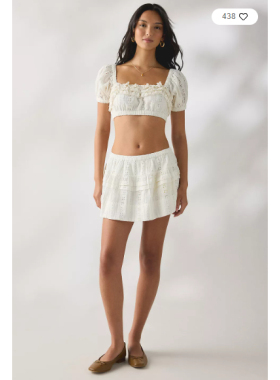 英国代购正品03.20 名品UO 女装新款 浅色镂空露腰迷人裙子套装