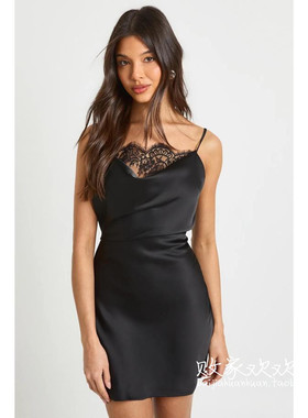 英国代购正品12.13 名品Boohoo 女装新款 时尚吊带蕾丝深色连衣裙