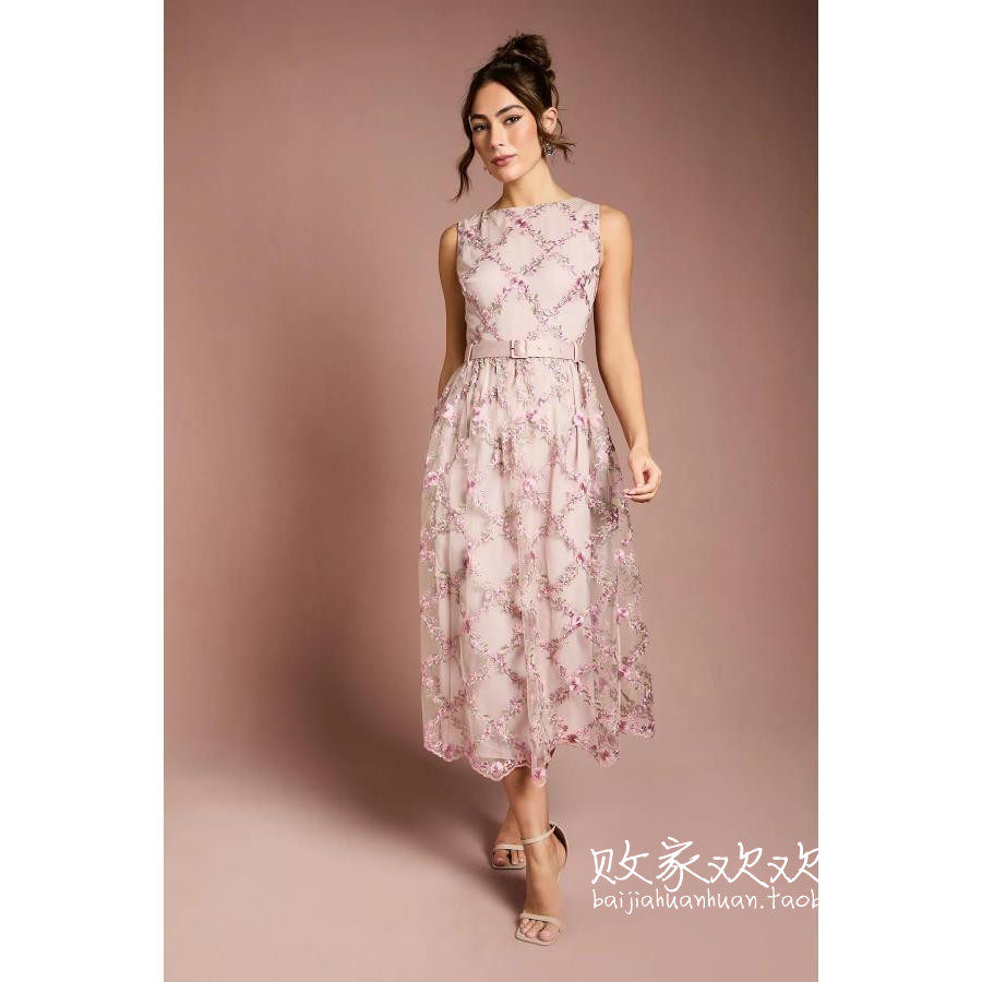 英国代购正品12.12 名品Boohoo 女装新款 设计闪亮薄纱礼服连衣裙