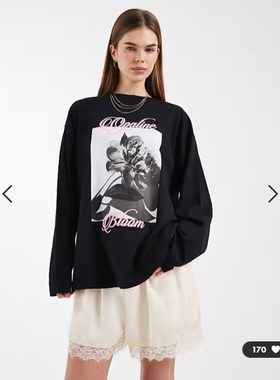 英国代购正品02.25 2026潮流导向 女装新款 休闲花朵深色长袖T恤