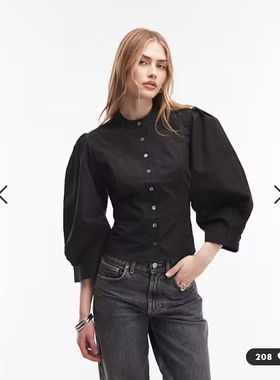 英国代购正品01.24 2026潮流导向 女装新款 设计泡泡袖百搭衬衫