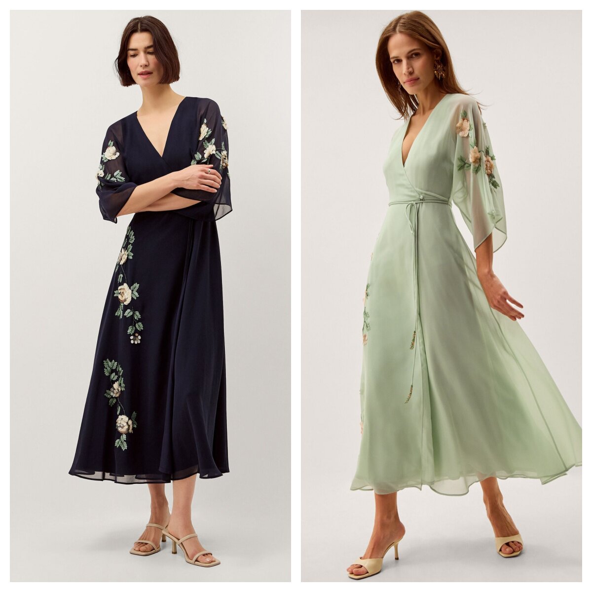 英国代购正品05.22 名品Monsoon 女装新 刺绣花袖子长款连衣裙