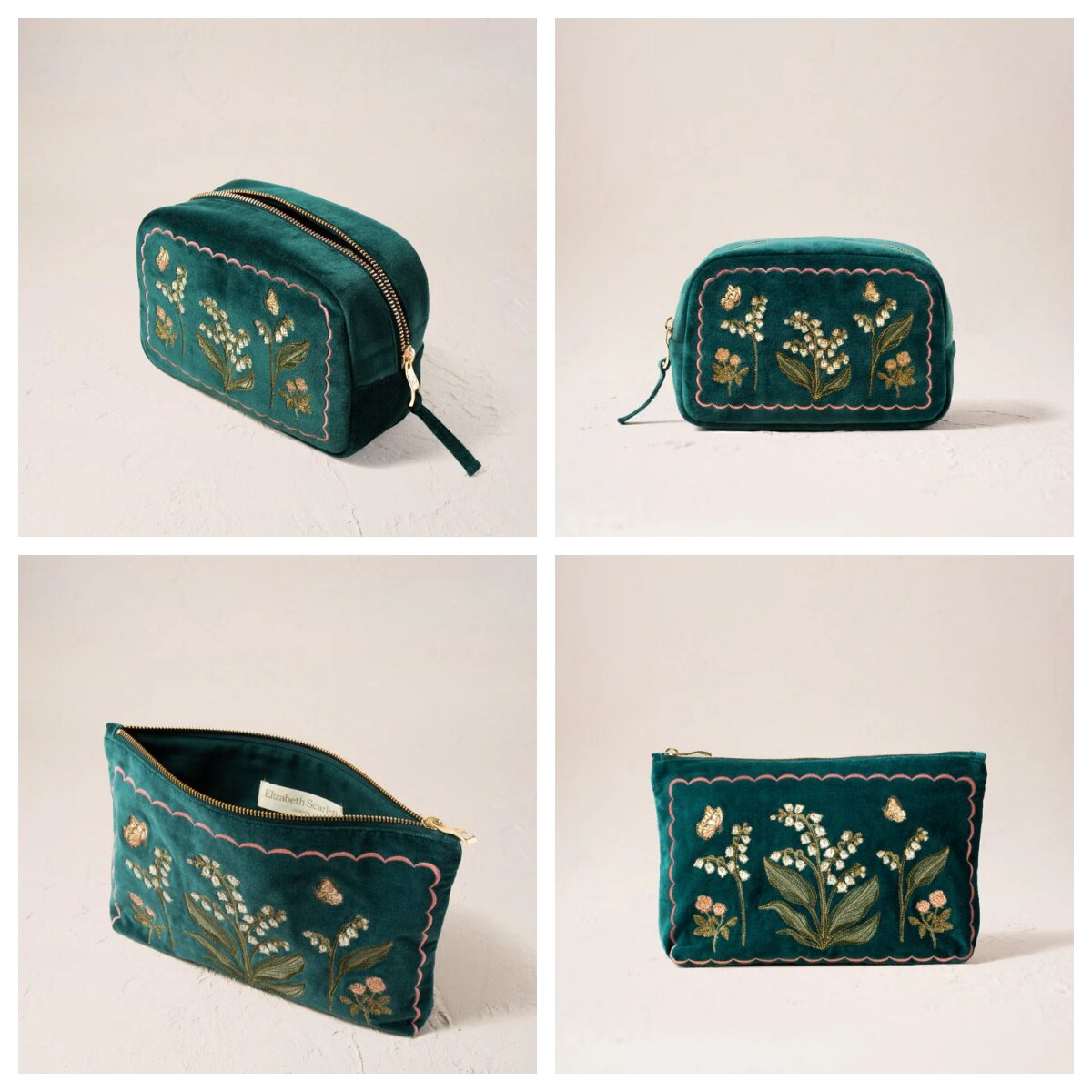 英国代购正品04.04 Lily of the Valley Makeup 刺绣铃兰化妆包