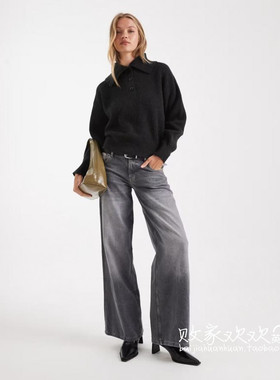 英国代购正品09.20 2025潮流导向 女装新款 翻领针织长袖设计套衫