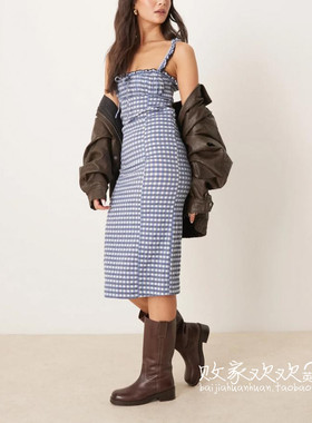 英国代购正品03.06 2025潮流导向 女装新款 吊带迷你格子连衣裙