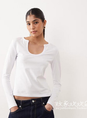 英国代购正品12.07 2025潮流导向 女装新款 休闲浅色长袖舒适T恤