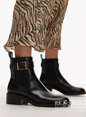 英国代购正品02.24 2025潮流导向 女鞋新款 黑色舒适百搭短靴