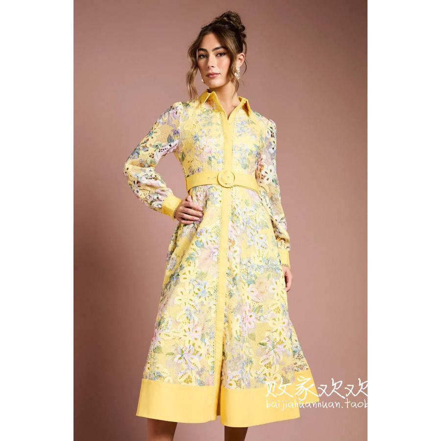 英国代购正品12.12 名品Boohoo 女装新款 衬衫碎花长款连衣裙