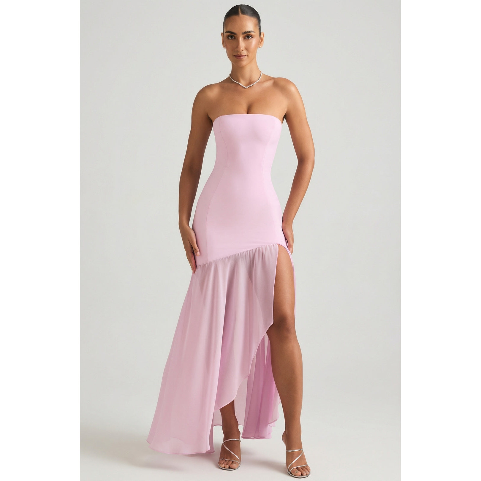 英国代购正品09.09 名品ohpolly 女装新款 抹胸后长裙摆连衣裙