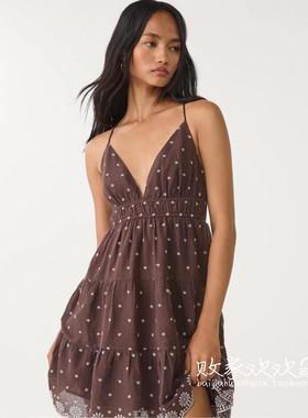 英国代购正品07.02 2025潮流导向 女装新款 吊带波点迷人连衣裙