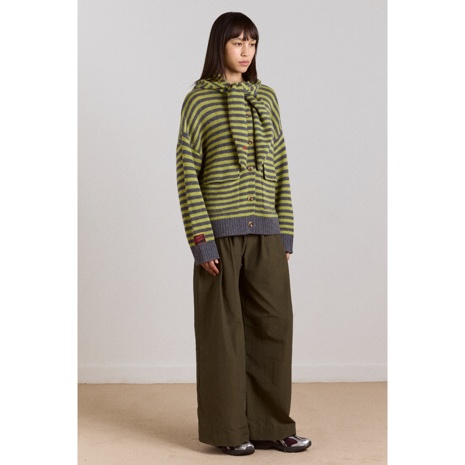 英国代购正品04.23 名品DM 女装新款 潮牌针织可拆卸兜帽开衫