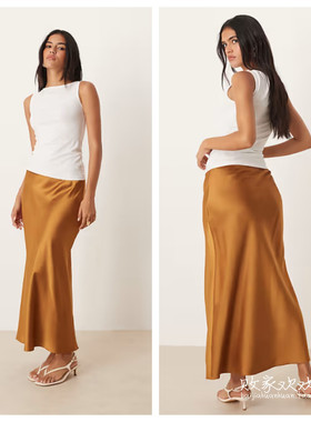 英国代购正品08.10 2025潮流导向 女装新款 时尚缎面长款半身裙