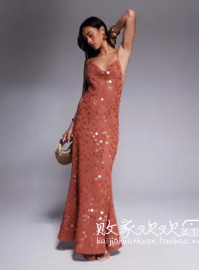 英国代购正品07.07 2025潮流导向 女装新款 吊带亮片礼服连衣裙