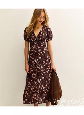 英国代购正品08.26 名品NL 女装新款 时尚碎花长款百搭连衣裙