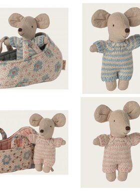 英国代购正品04.24 Baby Mouse Blue -Maileg 婴儿睡篮里的小老鼠