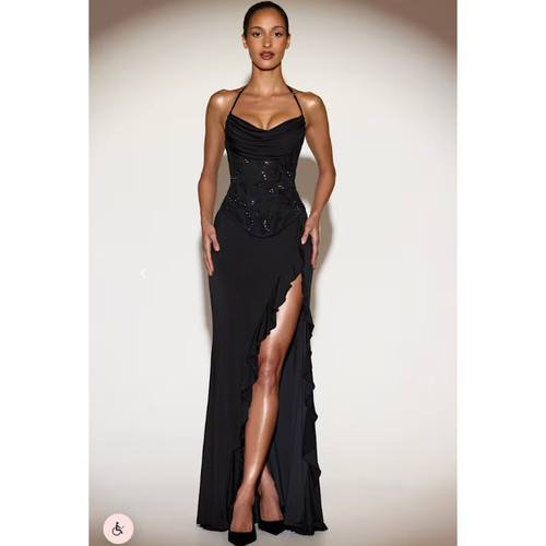 英国代购正品04.02 名品ohpolly 女装新款 高级亮片束腰连衣裙