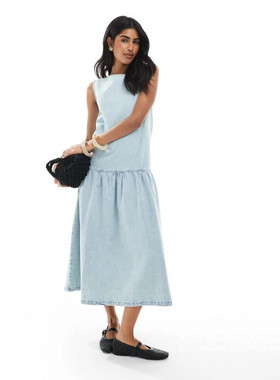 英国代购正品07.02 2025潮流导向 女装新款 时尚牛仔长款连衣裙