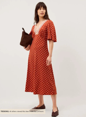 英国代购正品03.13 名品Monsoon 女装新款 蕾丝领波点长款连衣裙