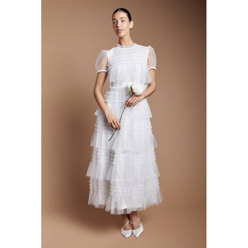 英国代购正品10.22 名品PL 女装新款 时尚薄纱礼服长款连衣裙