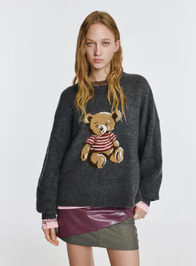 英国代购正品01.02 2026潮流导向 女装新款 可爱小熊长袖针织毛衣