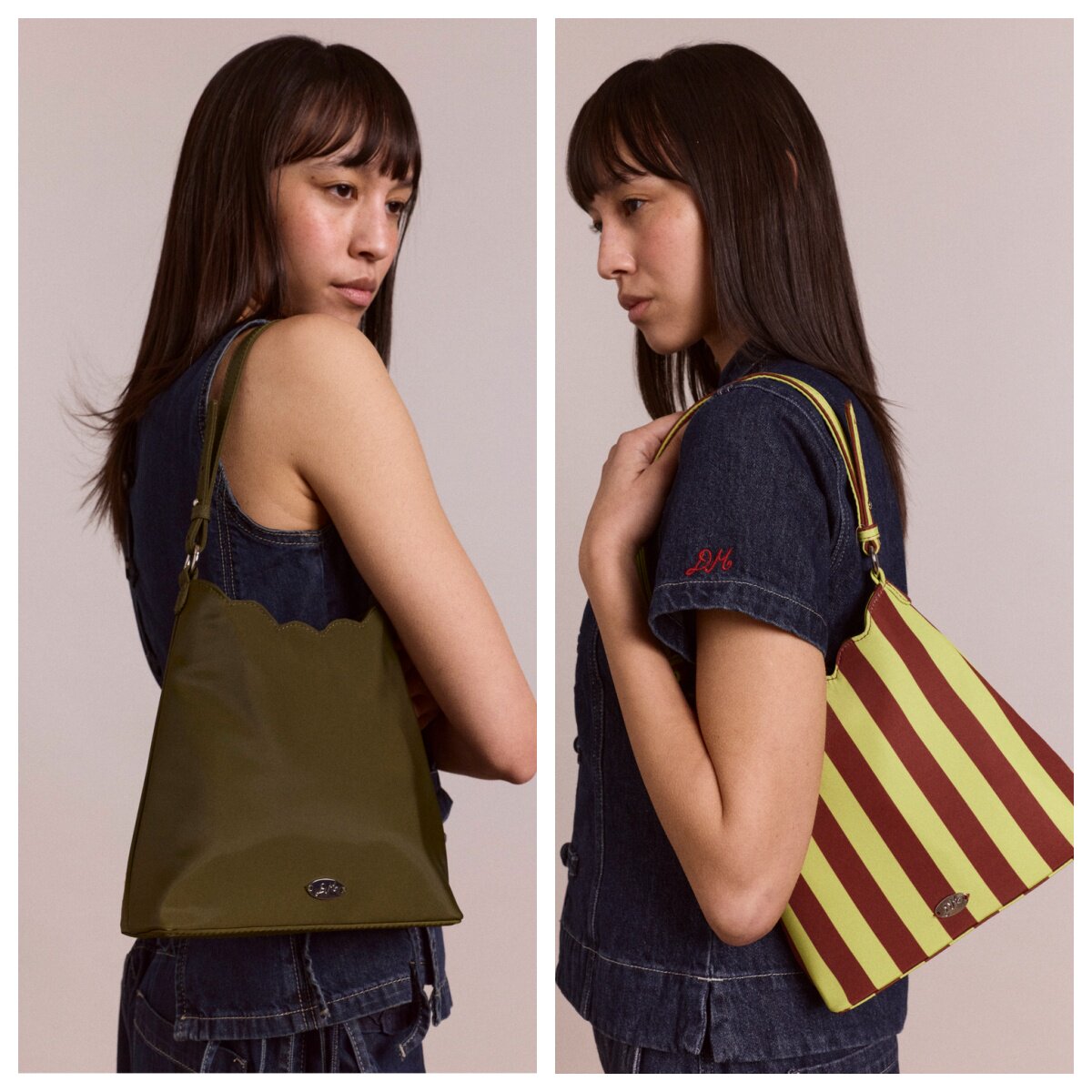 英国代购正品04.23 名品DM 女包新款 潮牌条纹波浪边设计手套包