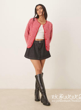 英国代购正品11.04 2025潮流导向 女装新款 休闲横纹短款舒适夹克