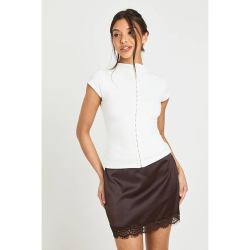 英国代购正品07.01 名品PL 女装新款 时尚蕾丝边丝滑设计半身裙