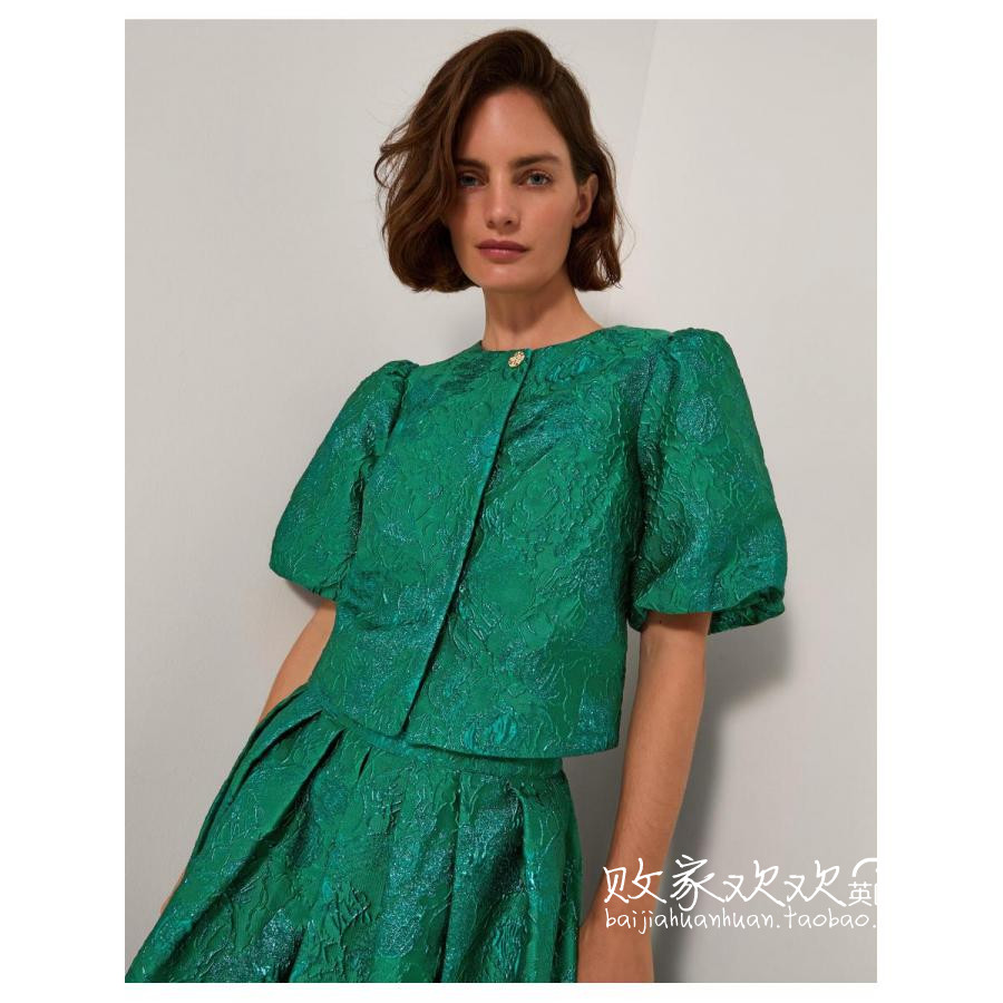 英国代购正品11.06 名品Monsoon 女装新款 泡泡袖短款设计上衣