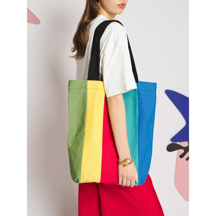 英国代购正品07.25 名品SJ 女包新款 潮牌撞色设计托特包手提袋