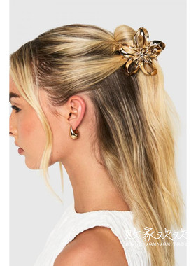 英国代购正品12.13 名品Boohoo 饰品新款 设计花朵百搭半抓夹