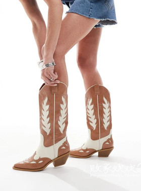 英国代购正品02.24 2025潮流导向 女鞋新款 复古花尖头舒适短靴