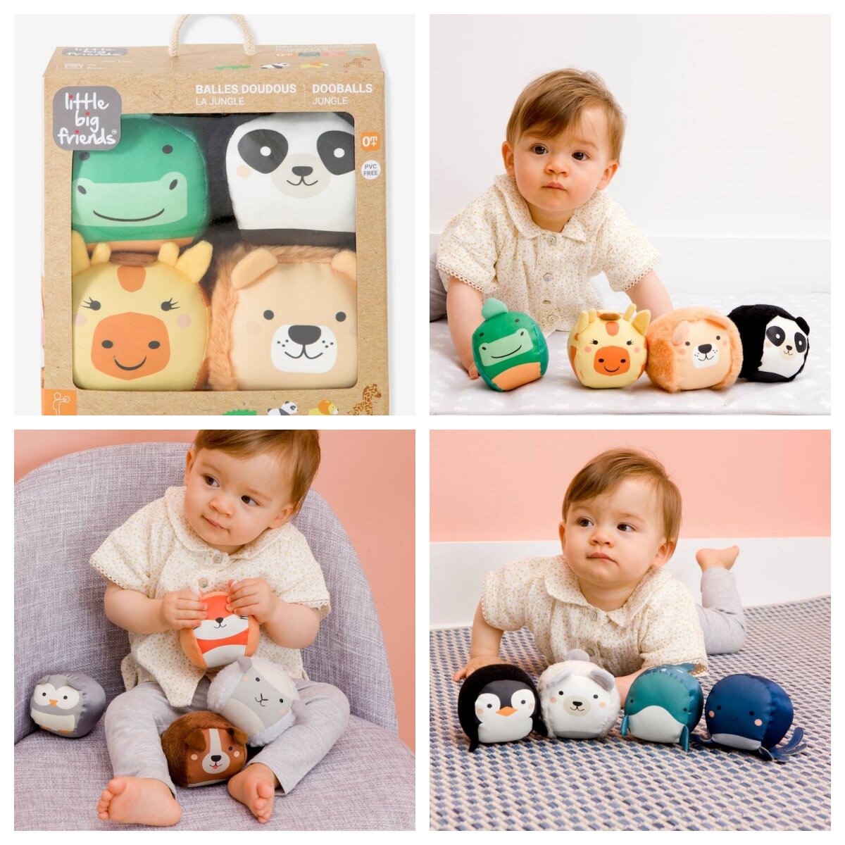 英国代购正品08.07 Dooballs - Set of 4 Soft 婴儿软动物球套装