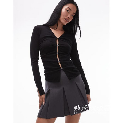 英国代购正品12.02 2025潮流导向 女装新款 时尚深色长袖舒适小衫