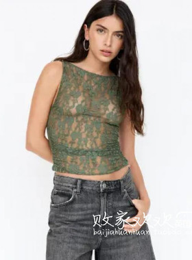 英国代购正品07.07 2025潮流导向 女装新款 设计蕾丝半透视背心