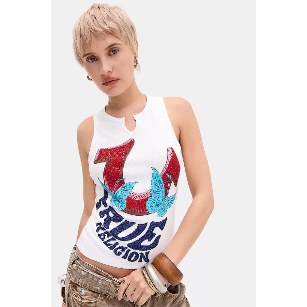 英国代购正品03.06 名品UO 女装新款 休闲蝴蝶结图案修身舒适背心