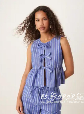 英国代购正品07.02 2025潮流导向 女装新款 条纹无袖设计背心