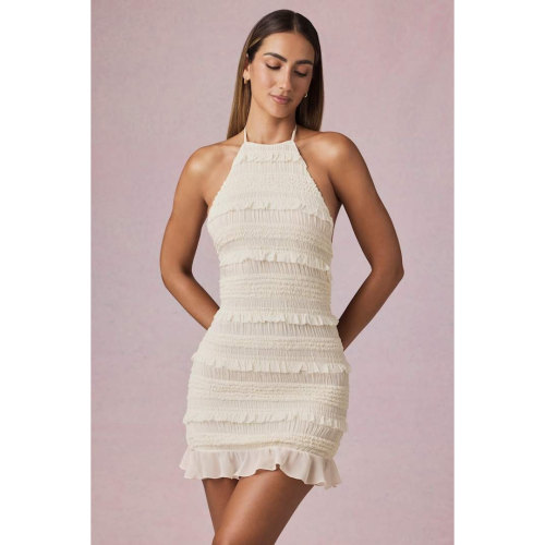 英国代购正品04.27 名品ohpolly 女装新款 露背木耳边迷笛连衣裙