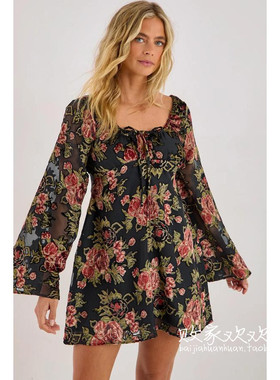 英国代购正品12.13 名品Boohoo 女装新款 时尚印花迷人连衣裙