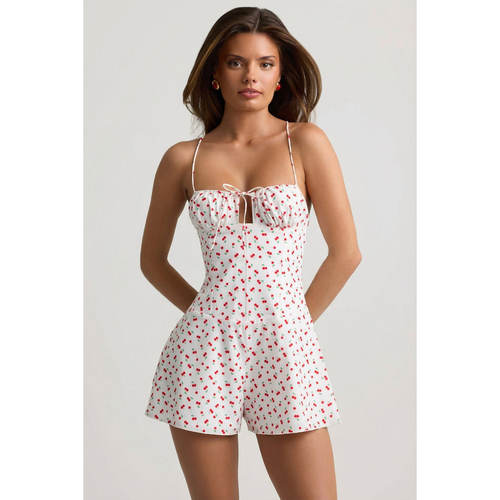 英国代购正品09.10 名品ohpolly 女装新款 吊带樱桃花短款连衣裤