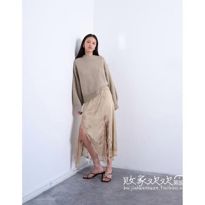 英国代购正品12.04 2025潮流导向 女装新款 TS蕾丝边不规则半身裙