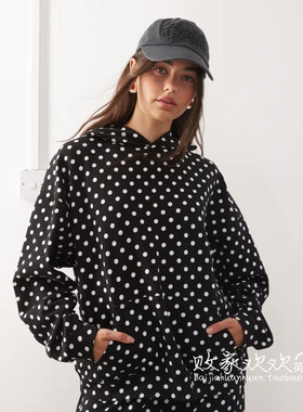 英国代购正品08.26 2025潮流导向 女装新款 连帽波点长袖舒适卫衣