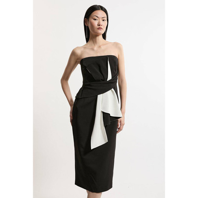 英国代购正品05.08 名品PL 女装新款 抹胸飘带设计迷笛连衣裙