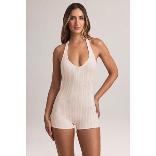 英国代购正品09.10 名品ohpolly 女装新款 挂脖条纹短款连衣裤