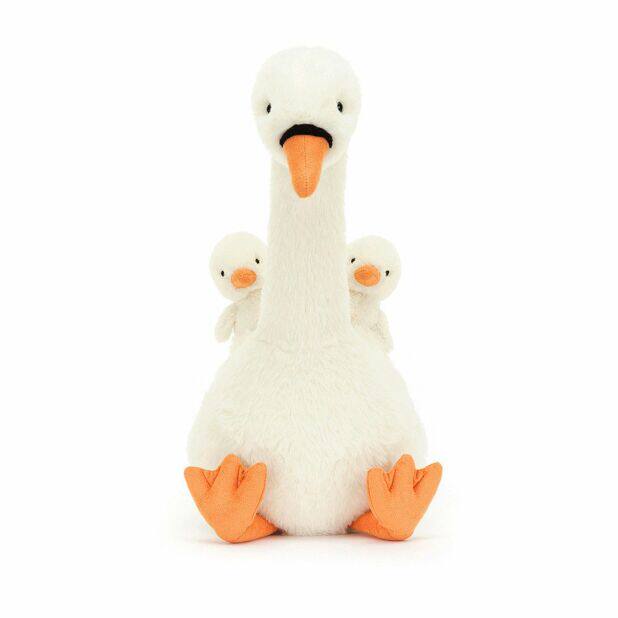 英国正品代购 01.26 Jellycat Featherful Swan 羽翼驮崽天鹅玩偶