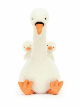 英国代购正品 Jellycat Featherful Swan 羽翼驮崽天鹅安抚玩偶