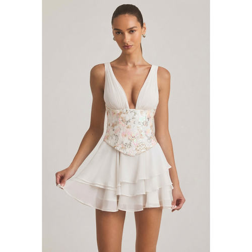 英国代购正品09.09 名品ohpolly 女装新款 设计束腰刺绣花连衣裙