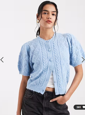 英国代购正品02.13 2026潮流导向 女装新款 钩针花短袖针织开衫