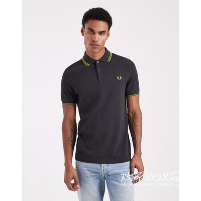 英国代购正品12.09 2025潮流导向 男装新款 翻领麦穗深色polo衫