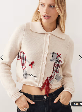 英国代购正品01.02 2026潮流导向 女装新款 经典新年狗针织开衫