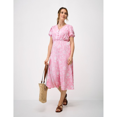 英国代购正品05.24 名品MS 女装新款 时尚V领印花长款百搭连衣裙